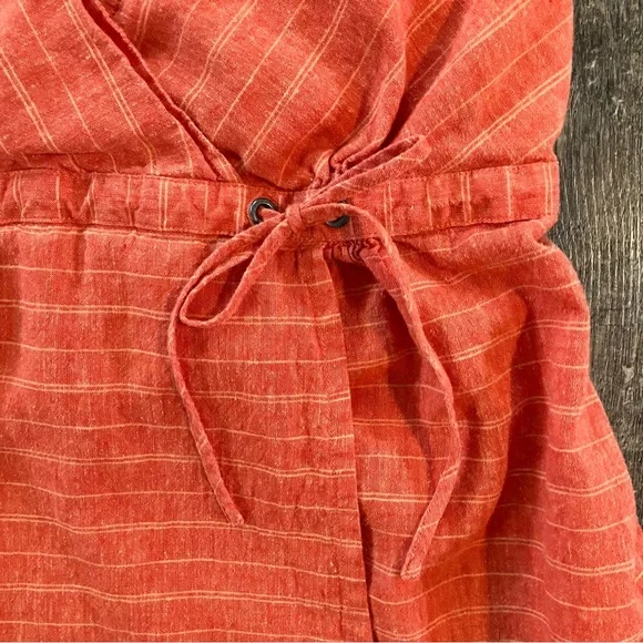 patagonia island hemp crossover dress in peachy orange stripe - Picture 5 of 7
